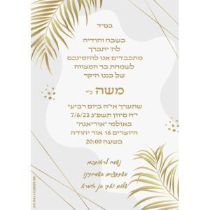 הזמנה לבר מצווה גודל 12/17 סנטימטר דגם 040